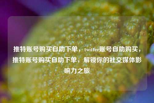 推特账号购买自助下单，twitter账号自助购买，推特账号购买自助下单，解锁你的社交媒体影响力之旅