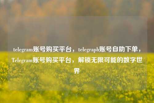 telegram账号购买平台，telegraph账号自助下单，Telegram账号购买平台，解锁无限可能的数字世界