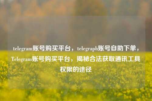 telegram账号购买平台，telegraph账号自助下单，Telegram账号购买平台，揭秘合法获取通讯工具权限的途径