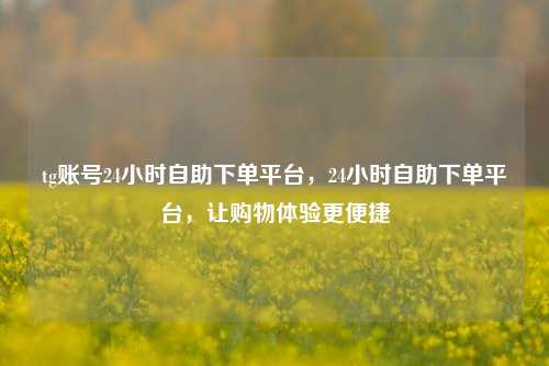 tg账号24小时自助下单平台，24小时自助下单平台，让购物体验更便捷