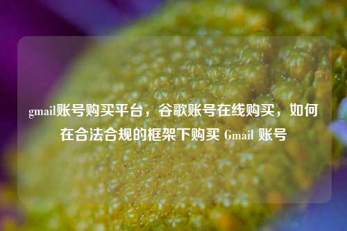 gmail账号购买平台，谷歌账号在线购买，如何在合法合规的框架下购买 Gmail 账号
