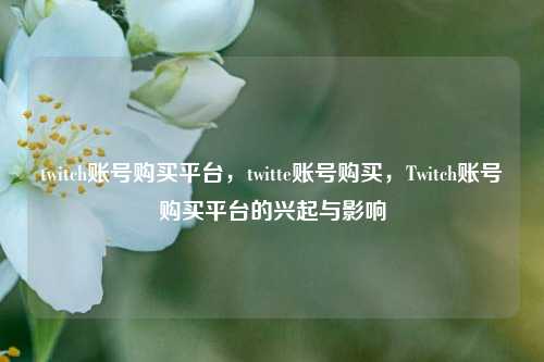 twitch账号购买平台，twitte账号购买，Twitch账号购买平台的兴起与影响