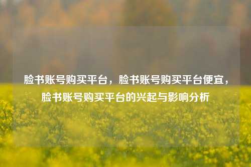 脸书账号购买平台，脸书账号购买平台便宜，脸书账号购买平台的兴起与影响分析