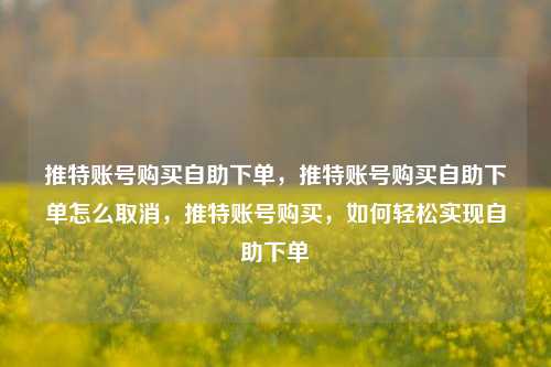 推特账号购买自助下单，推特账号购买自助下单怎么取消，推特账号购买，如何轻松实现自助下单