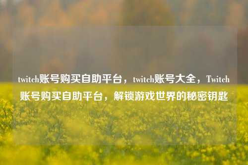 twitch账号购买自助平台，twitch账号大全，Twitch账号购买自助平台，解锁游戏世界的秘密钥匙