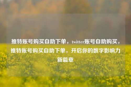 推特账号购买自助下单，twitter账号自助购买，推特账号购买自助下单，开启你的数字影响力新篇章
