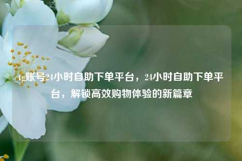 tg账号24小时自助下单平台，24小时自助下单平台，解锁高效购物体验的新篇章