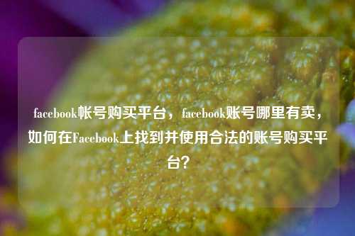 facebook帐号购买平台，facebook账号哪里有卖，如何在Facebook上找到并使用合法的账号购买平台？