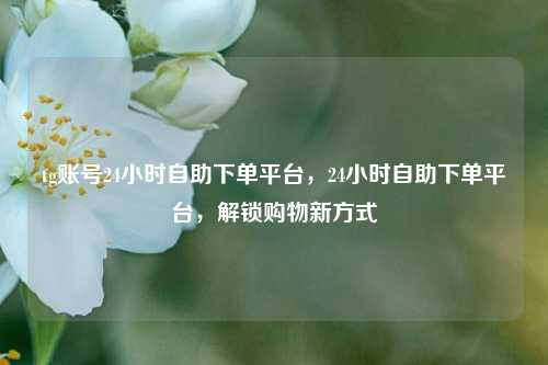 tg账号24小时自助下单平台，24小时自助下单平台，解锁购物新方式
