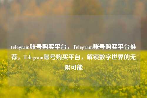 telegram账号购买平台，Telegram账号购买平台推荐，Telegram账号购买平台，解锁数字世界的无限可能