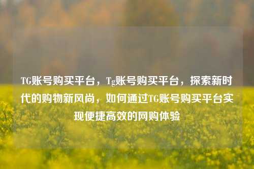 TG账号购买平台，Tg账号购买平台，探索新时代的购物新风尚，如何通过TG账号购买平台实现便捷高效的网购体验  第1张