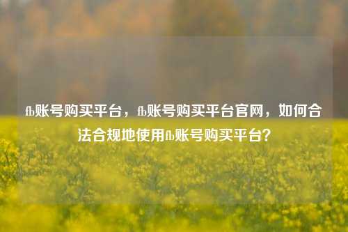 fb账号购买平台，fb账号购买平台官网，如何合法合规地使用fb账号购买平台？