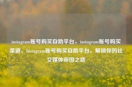 instagram账号购买自助平台，instagram账号购买渠道，Instagram账号购买自助平台，解锁你的社交媒体帝国之路