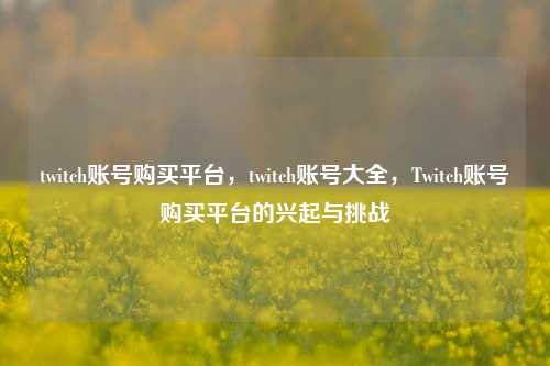 twitch账号购买平台，twitch账号大全，Twitch账号购买平台的兴起与挑战