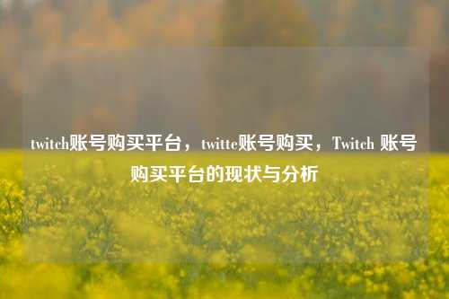 twitch账号购买平台，twitte账号购买	，Twitch 账号购买平台的现状与分析  第1张
