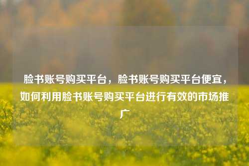 脸书账号购买平台，脸书账号购买平台便宜，如何利用脸书账号购买平台进行有效的市场推广