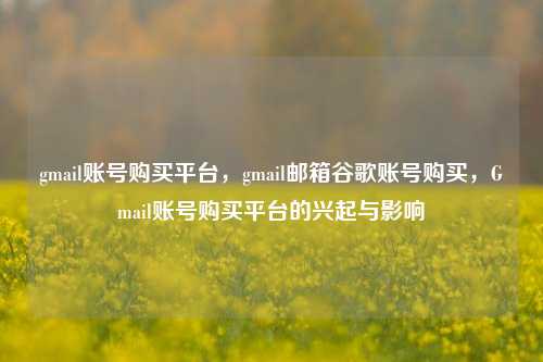 gmail账号购买平台，gmail邮箱谷歌账号购买，Gmail账号购买平台的兴起与影响