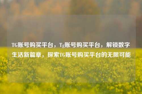 TG账号购买平台，Tg账号购买平台，解锁数字生活新篇章，探索TG账号购买平台的无限可能