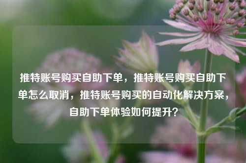 推特账号购买自助下单，推特账号购买自助下单怎么取消，推特账号购买的自动化解决方案，自助下单体验如何提升？
