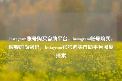 instagram账号购买自助平台，instagram帐号购买，解锁时尚密码，Instagram账号购买自助平台深度探索