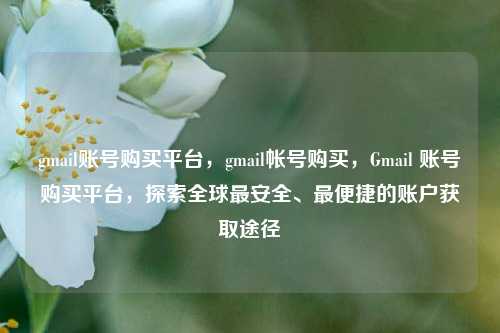 gmail账号购买平台，gmail帐号购买，Gmail 账号购买平台，探索全球最安全、最便捷的账户获取途径