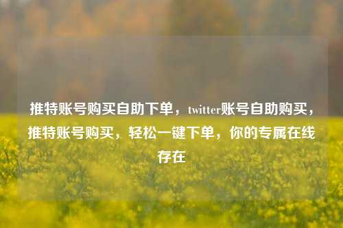 推特账号购买自助下单，twitter账号自助购买，推特账号购买，轻松一键下单，你的专属在线存在