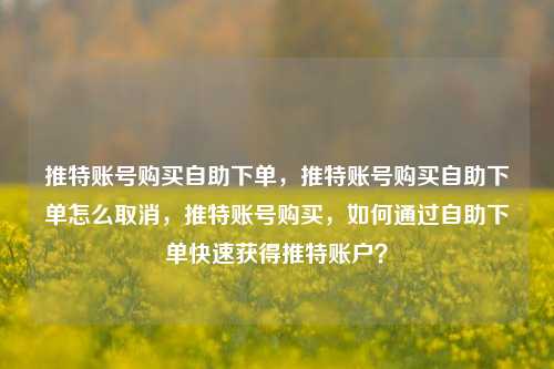 推特账号购买自助下单，推特账号购买自助下单怎么取消，推特账号购买，如何通过自助下单快速获得推特账户？