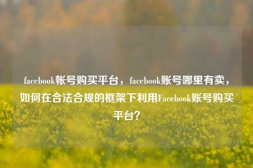 facebook帐号购买平台，facebook账号哪里有卖，如何在合法合规的框架下利用Facebook账号购买平台？