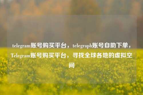 telegram账号购买平台，telegraph账号自助下单，Telegram账号购买平台，寻找全球各地的虚拟空间