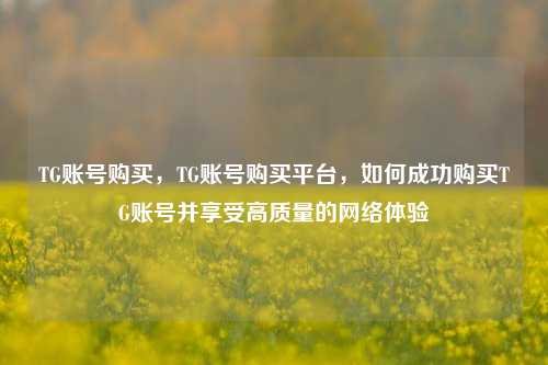 TG账号购买，TG账号购买平台，如何成功购买TG账号并享受高质量的网络体验