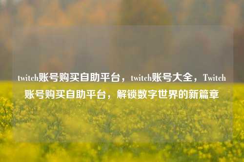 twitch账号购买自助平台，twitch账号大全，Twitch账号购买自助平台，解锁数字世界的新篇章