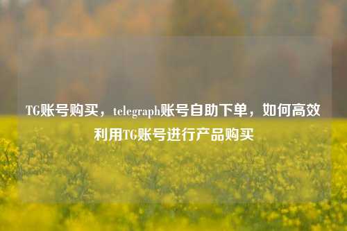 TG账号购买，telegraph账号自助下单，如何高效利用TG账号进行产品购买
