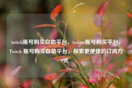 twitch账号购买自助平台，twiiter账号购买平台，Twitch 账号购买自助平台，探索更便捷的订阅方式