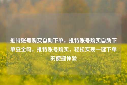 推特账号购买自助下单，推特账号购买自助下单安全吗，推特账号购买，轻松实现一键下单的便捷体验