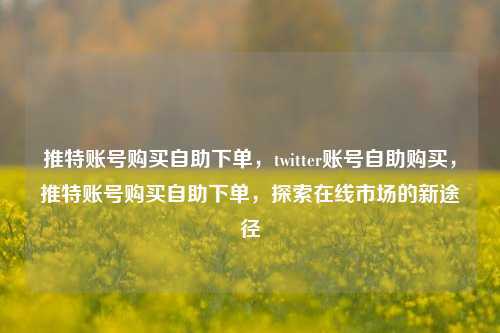 推特账号购买自助下单，twitter账号自助购买，推特账号购买自助下单，探索在线市场的新途径