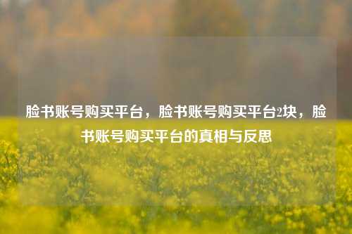 脸书账号购买平台，脸书账号购买平台2块，脸书账号购买平台的真相与反思  第1张