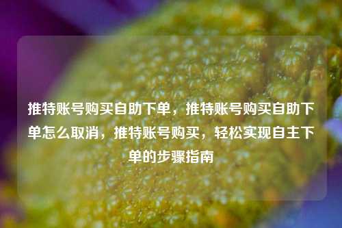 推特账号购买自助下单，推特账号购买自助下单怎么取消，推特账号购买，轻松实现自主下单的步骤指南