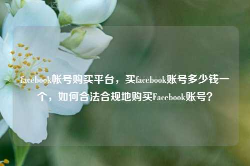 facebook帐号购买平台，买facebook账号多少钱一个，如何合法合规地购买Facebook账号？