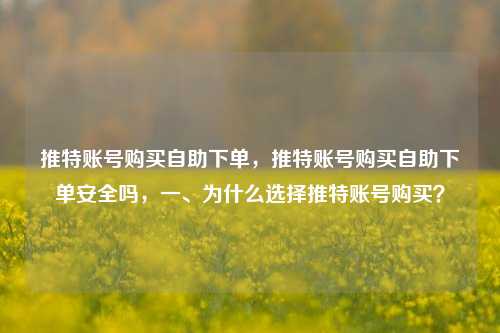 推特账号购买自助下单，推特账号购买自助下单安全吗，一、为什么选择推特账号购买？