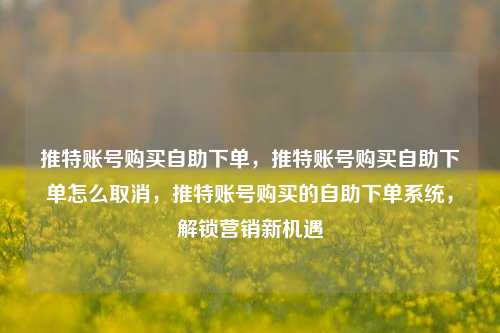推特账号购买自助下单，推特账号购买自助下单怎么取消，推特账号购买的自助下单系统，解锁营销新机遇