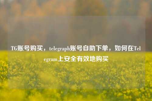 TG账号购买，telegraph账号自助下单，如何在Telegram上安全有效地购买