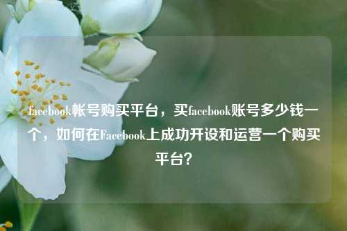 facebook帐号购买平台，买facebook账号多少钱一个，如何在Facebook上成功开设和运营一个购买平台？