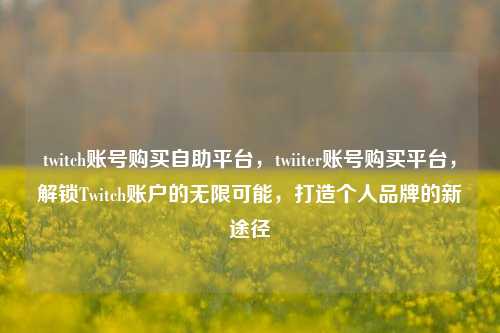twitch账号购买自助平台，twiiter账号购买平台，解锁Twitch账户的无限可能，打造个人品牌的新途径