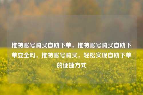 推特账号购买自助下单，推特账号购买自助下单安全吗，推特账号购买，轻松实现自助下单的便捷方式