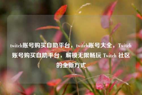 twitch账号购买自助平台，twitch账号大全，Twitch账号购买自助平台，解锁无限畅玩 Twitch 社区的全新方式