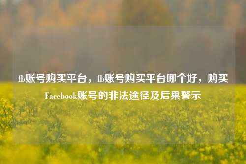 fb账号购买平台，fb账号购买平台哪个好，购买Facebook账号的非法途径及后果警示