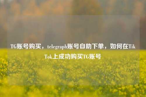 TG账号购买，telegraph账号自助下单，如何在TikTok上成功购买TG账号