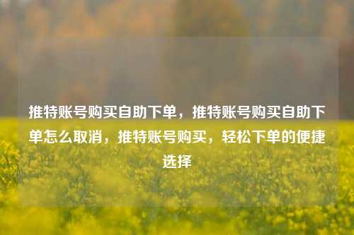推特账号购买自助下单，推特账号购买自助下单怎么取消，推特账号购买，轻松下单的便捷选择