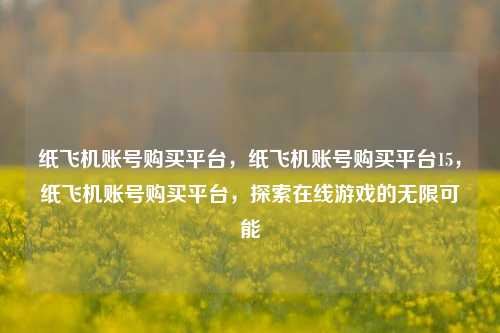 纸飞机账号购买平台，纸飞机账号购买平台15，纸飞机账号购买平台，探索在线游戏的无限可能