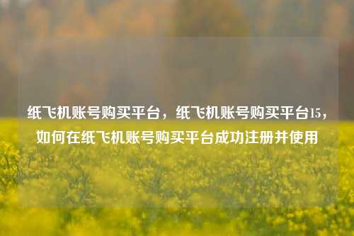 纸飞机账号购买平台，纸飞机账号购买平台15，如何在纸飞机账号购买平台成功注册并使用